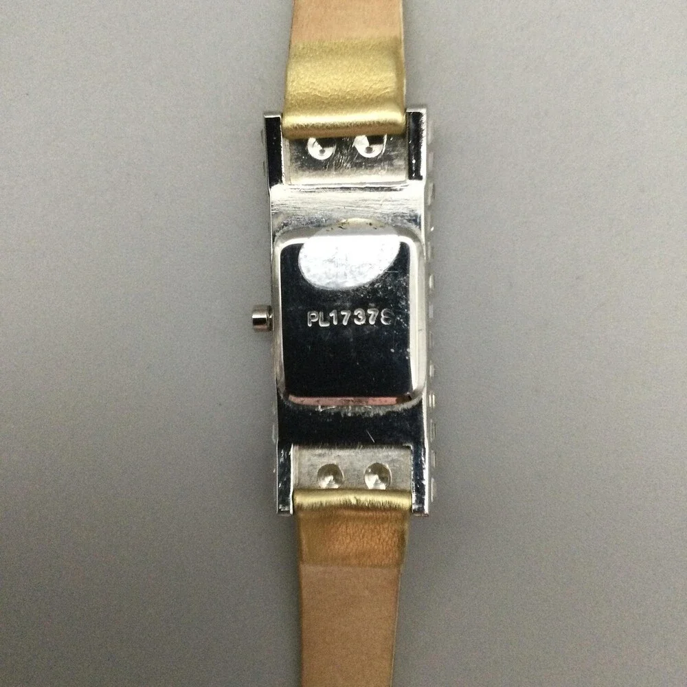 Crystal Bezel Womens Watch 20mm Silver Tone Case Gold Leather MOP New Battery
